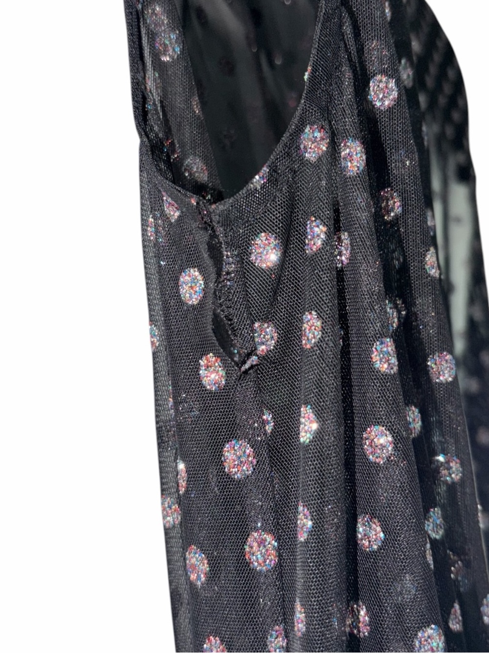 NBD x REVOLVE Sample Sale Harper Dress Black Glitter Polka Dot Mini Small As Is - Picture 7 of 11
